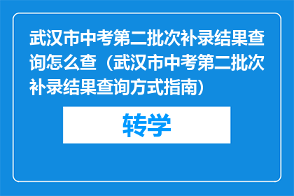 武汉市中考第二批次补录结果查询怎么查（武汉市中考第二批次补录结果查询方式指南）